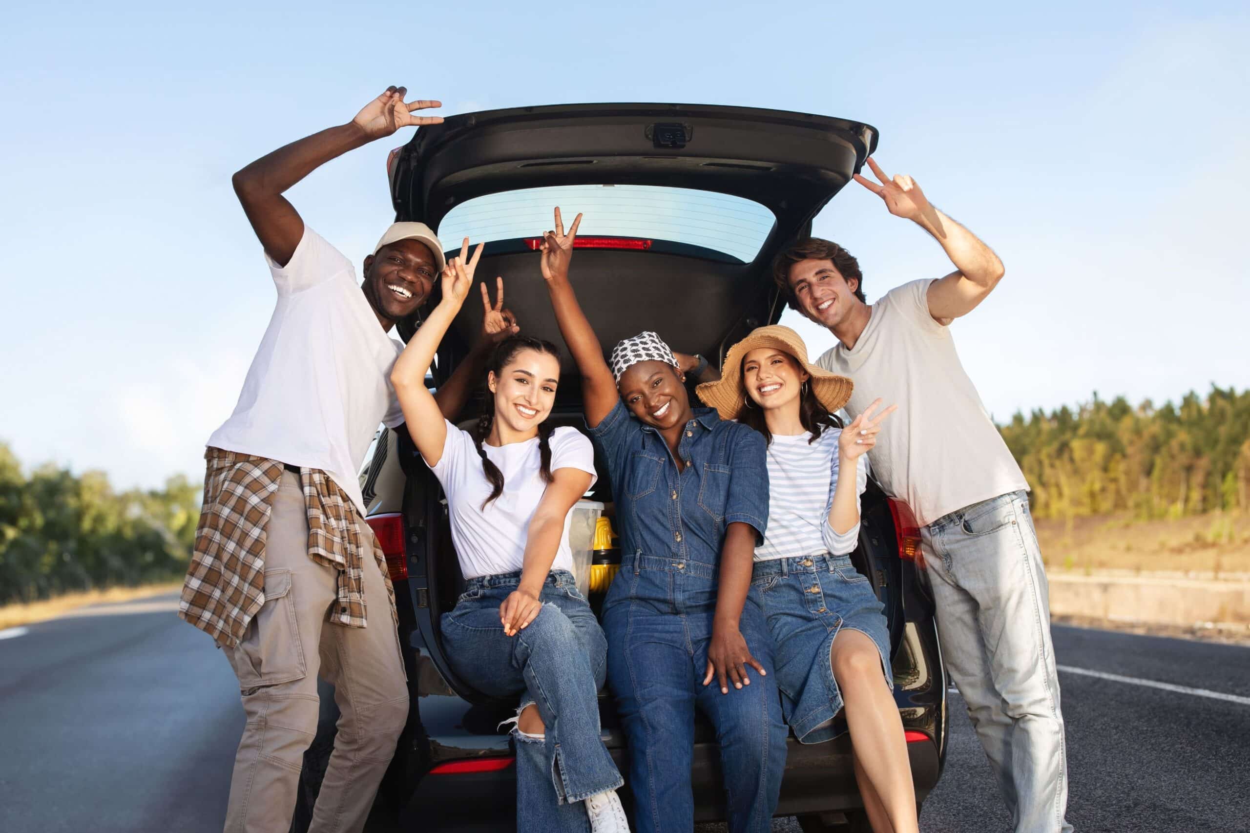 A young group of travelers on their way to a social safari while staying at Kruger National Park accommodation